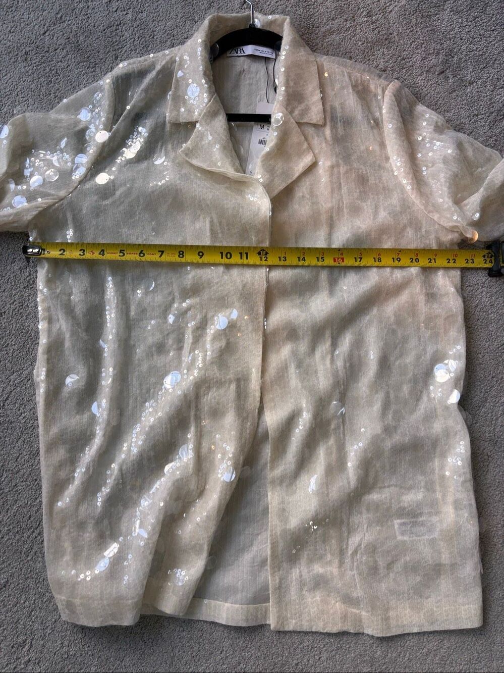 NWT blogger favorite ⭐️Zara Ivory Open-Front Sequin Blazer Jacket, Med D6 - Picture 7 of 8